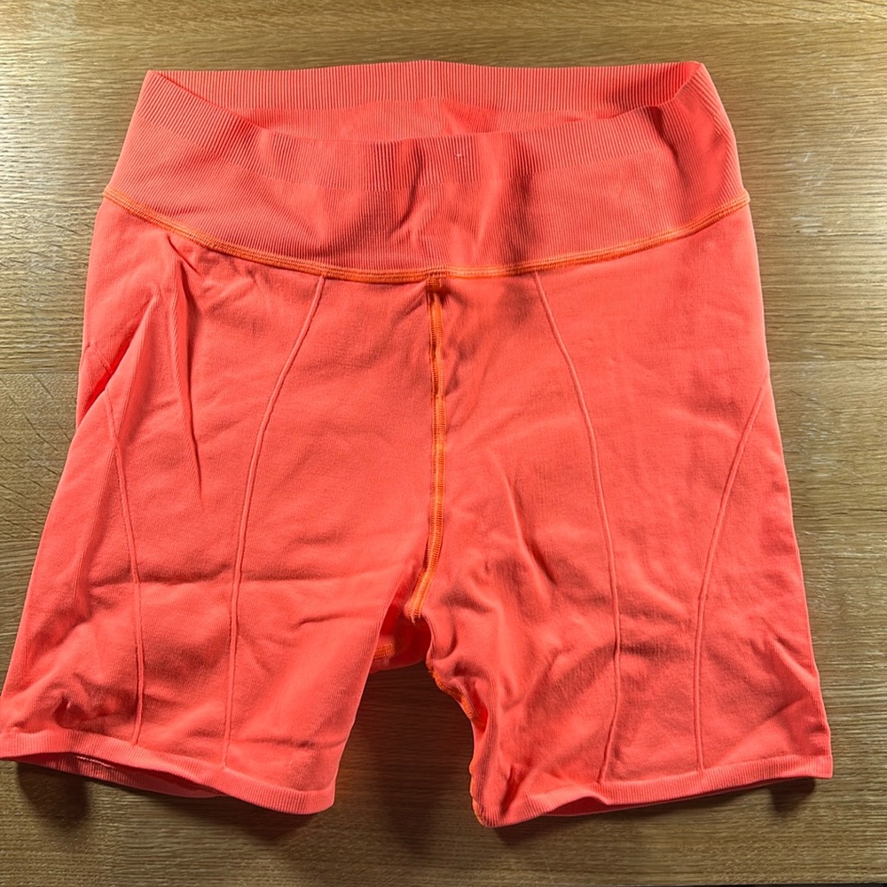 Free People Movement Let’s Go Seamless Bike Shorts Neon Orange Medium